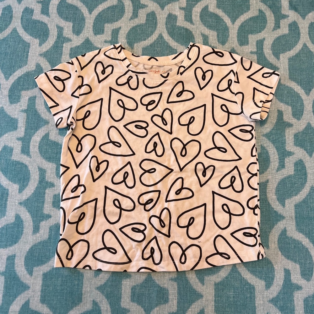 Cat & Jack Black and White Heart Short Sleeve T-Shirt